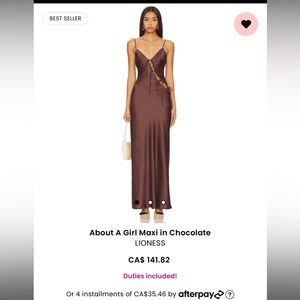 Lioness brown silk satin slip dress XS